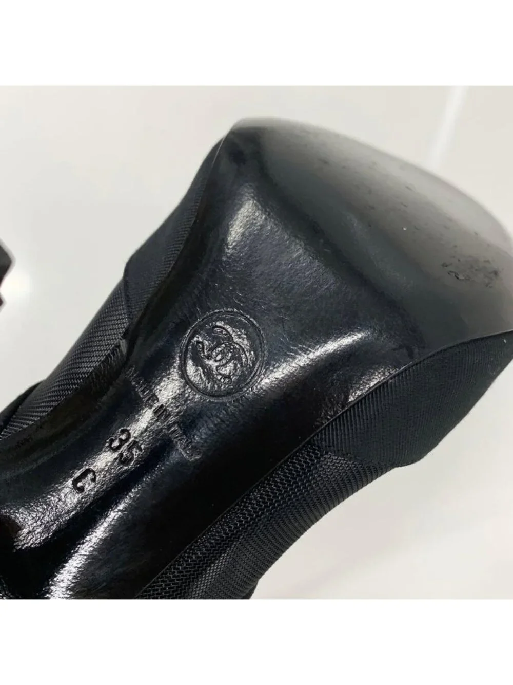 Chanel Mesh Fabric Coco Mark Short Boots Black